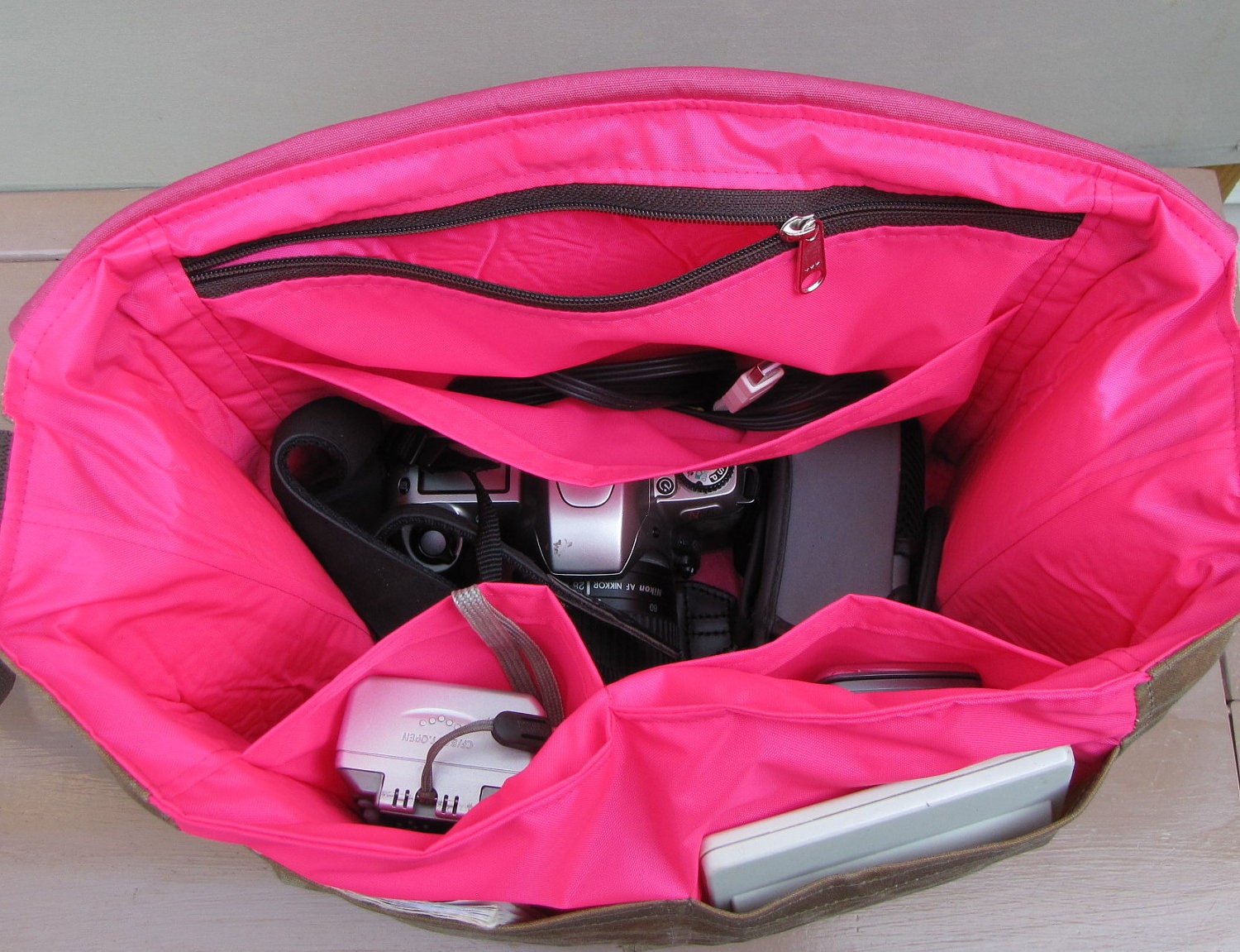 ON SALE Messenger Camera and Diaper Bag Pink and by Martilena