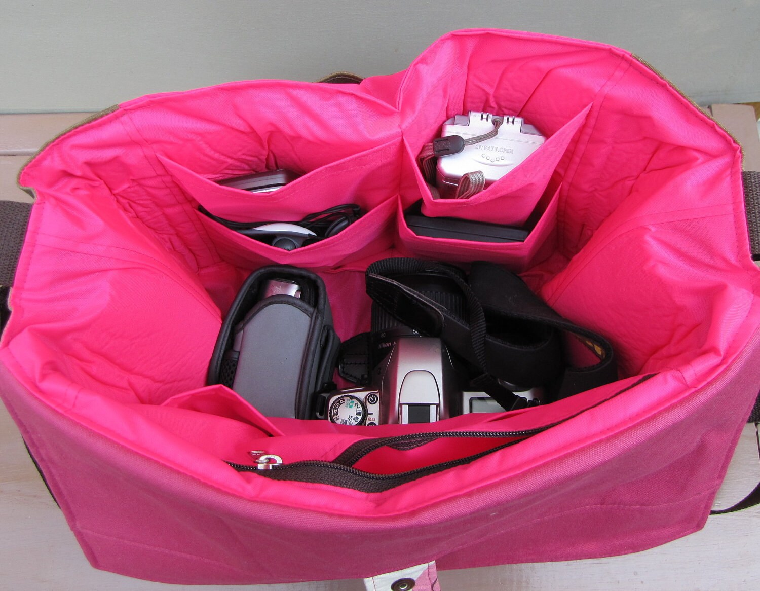 ON SALE Messenger Camera and Diaper Bag Pink and by Martilena