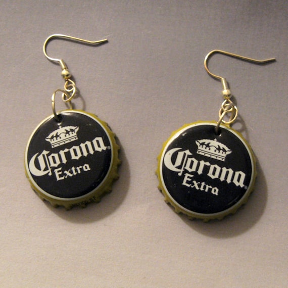 Recycled Beer Bottle Cap Earrings Corona Extra