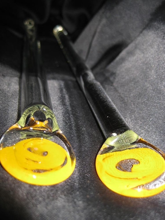 Glass Hot Knives Color Changing Paddle Straw Set