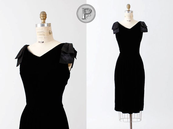 70s dress medium large 1970s 1980s black velvet by TheParaders