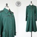 70s coat medium / 1970s green red jacket : On Holiday