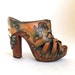 Reserved...vintage 1970's stunning Fox and Fluevog handpainted leather platform sandals with studs