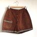 vintage 1970's brown suede leather shorts with trim