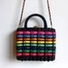 vintage 1960's rainbow wicker box purse with chain shoulder strap