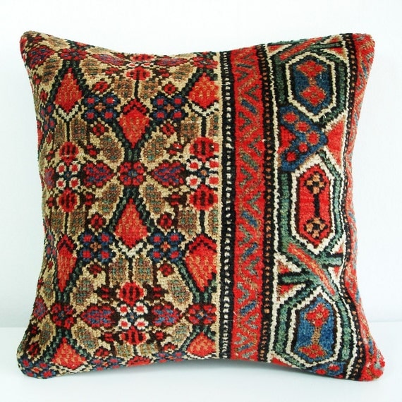 Items similar to Sukan / Hand Woven - Persian Rug Pillow Cover - 16x16 ...