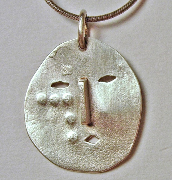 Silver Face Eskimo Mask Pendant