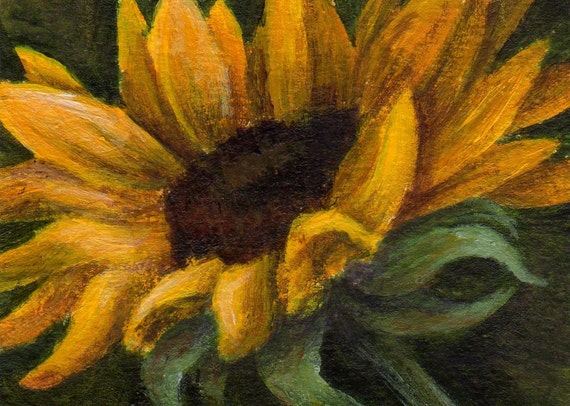 Sunflower Painting Original ACEO Acrylic Small by ShirleyArt