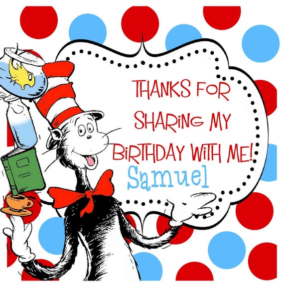 Items similar to Cat in the Hat Goodie Bag Labels, Treat Bag Labels ...