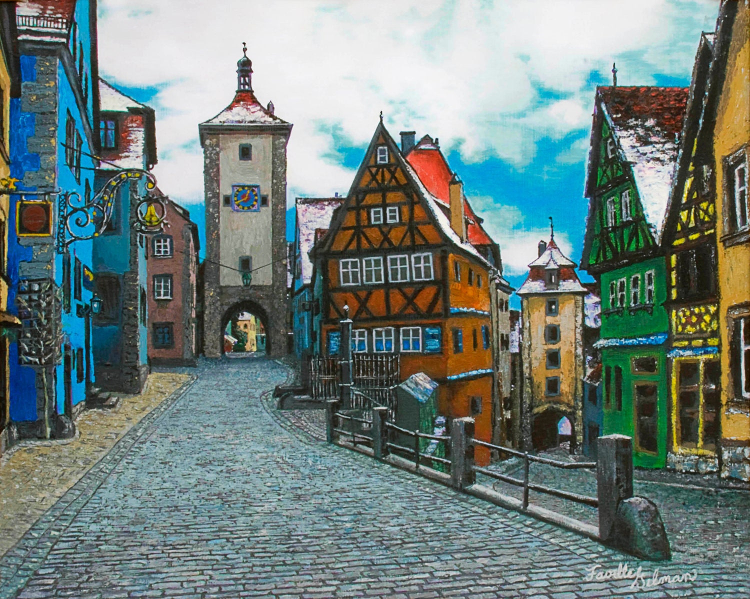 Items similar to Rothenburg Germany Acrylic Painting Print 8x10 on Etsy