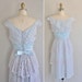 vintage 1950s 50s dress / 50s designer Emma Domb blue lace cocktail dress / Is It To Late