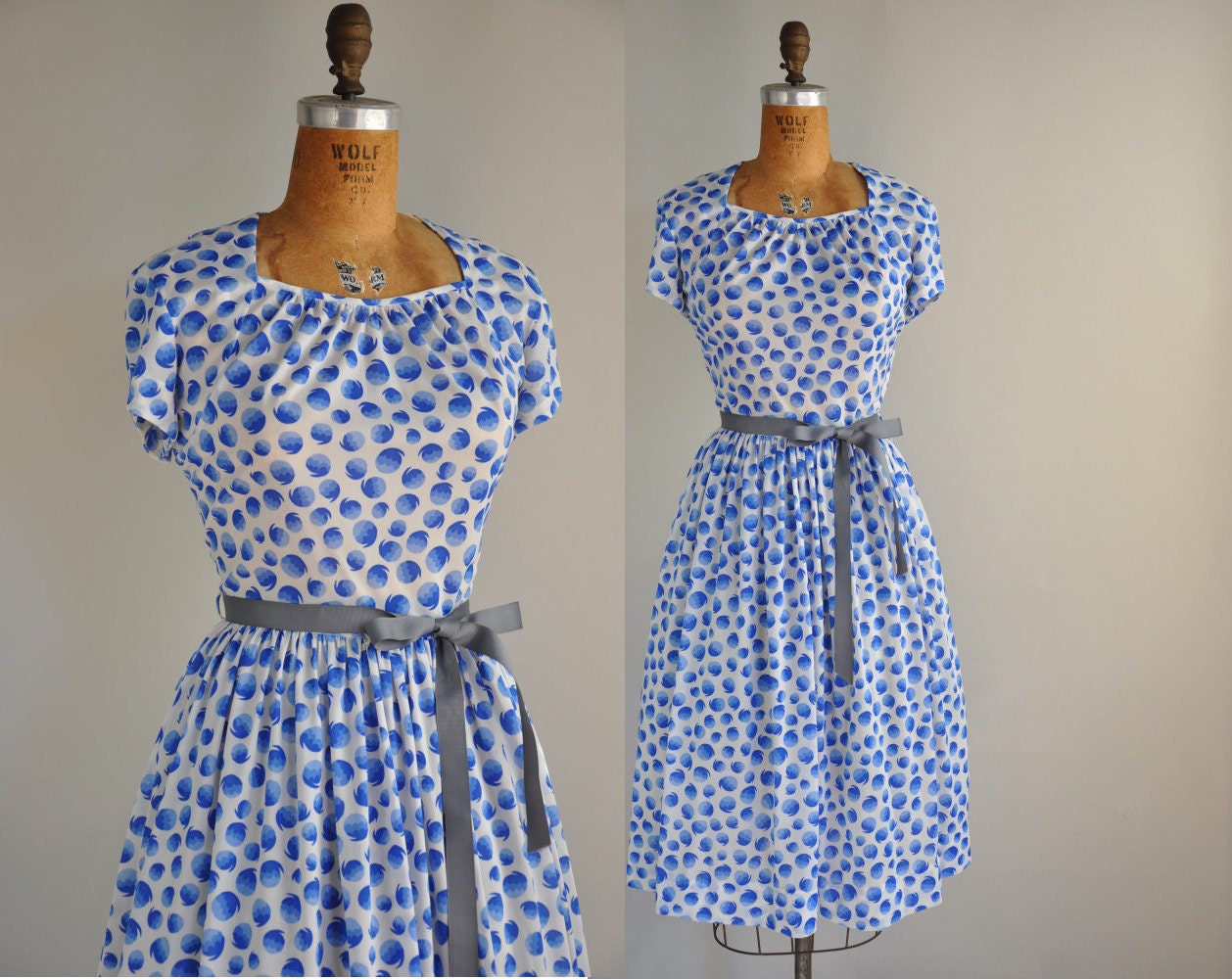 vintage 1950s 50s dress // nylon jersey full skirt dress