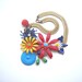 Flower Enamel Statement Necklace Bib Bold in Red and Blue