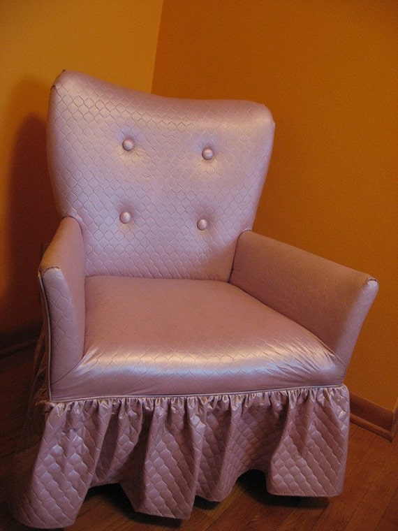 1950 Pink Vintage Bedroom Dressing Chair art deco