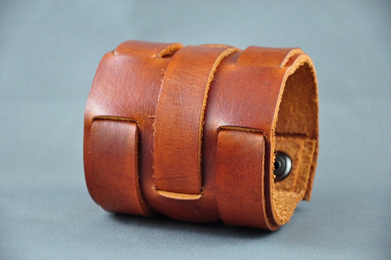 Leather Medieval Braid Cuff by Northernleather on Etsy