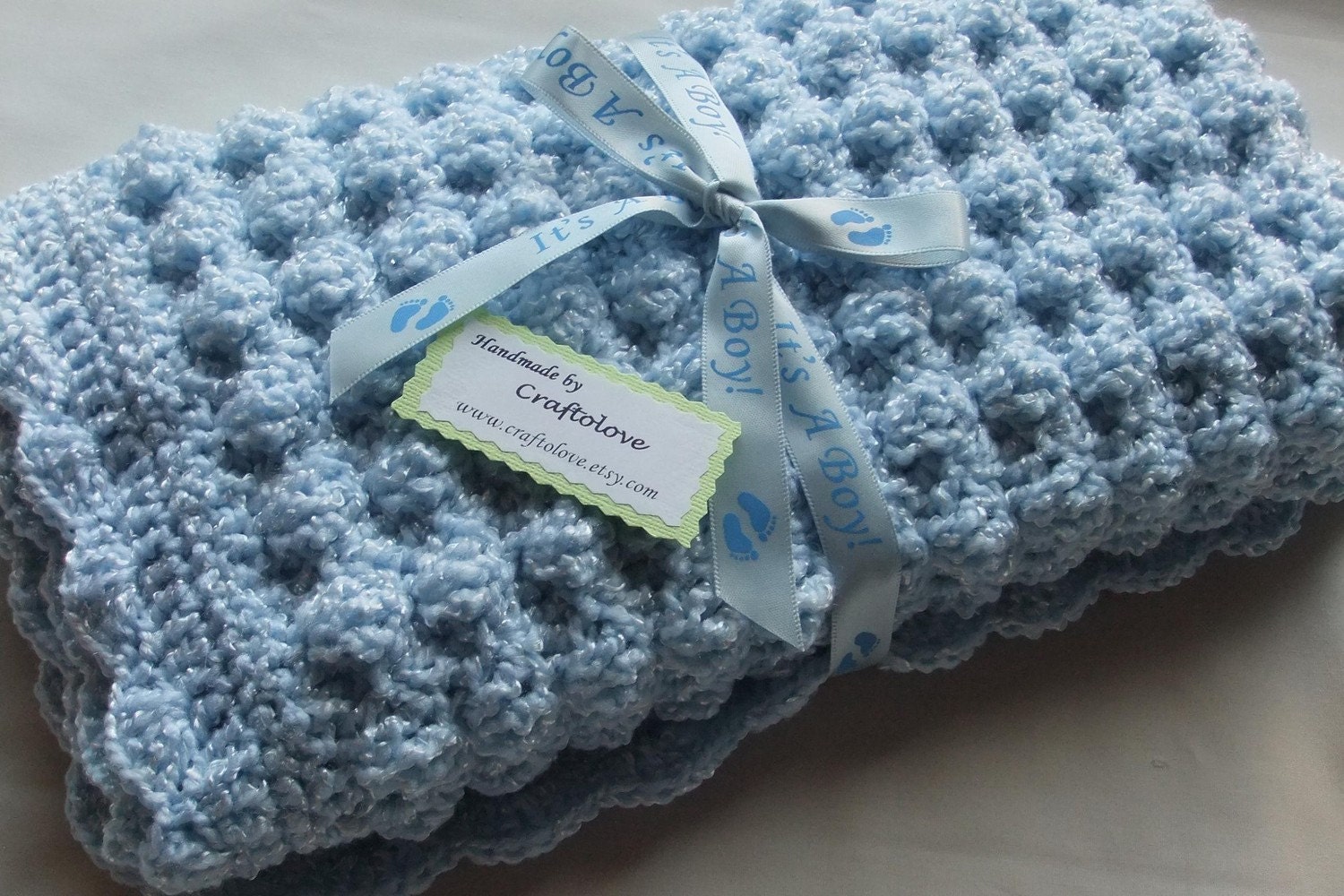 baby pattern puffy blanket crochet blanket Soft Blanket Boy Blue Baby Puffy Crochet baby