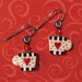 Black & White Coffee Cups Wire Earrings with Red Hearts Polymer Clay Jewelry