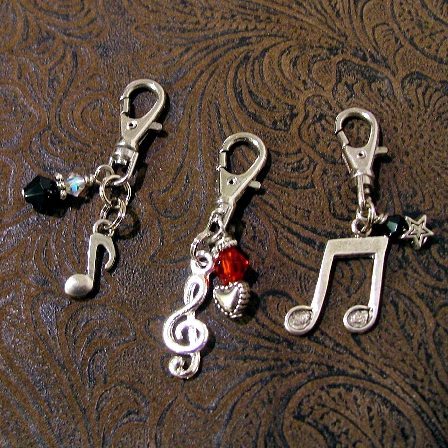 Zipper Pull Trio Music Charms Set of 3 Purse Pulls