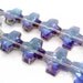 8" 15pcs PURPLE 15mm designer glass cross Beads faceted Half Heliotrope ab semi transparent by TIARIA