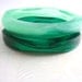 Resin faceted bangles bracelets pair in mint jade green and deep emerald green