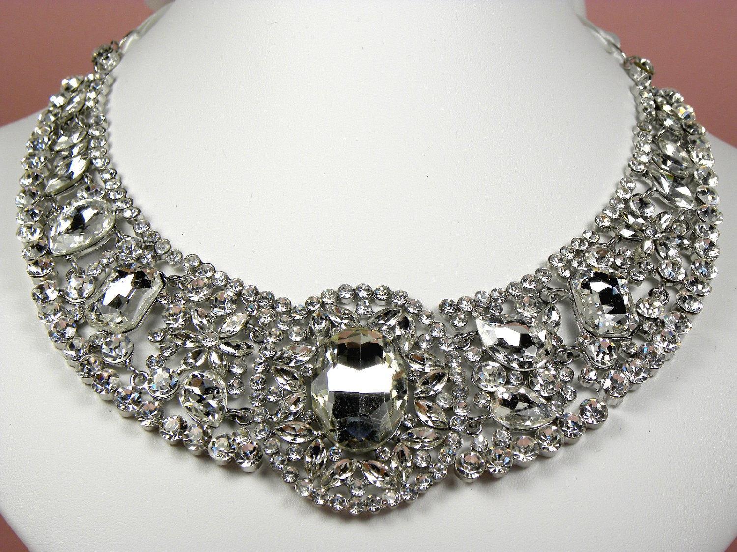 Bridal Rhinestone Statement Necklace Wedding By Whiteaisleboutique 2374