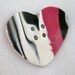 Heart button clay black pink white large button