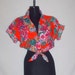 Vintage Tropical Floral Cropped Tie Top