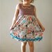 Eiffel Tower, Bicycles and Kitties Sundress Dress Hand Knit Merino Wool Bodice Cotton Skirt 2-3 years