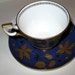 REDUCED TREASURY FEATURED Vintage Blue and Gold Bone China Cup and Saucer
