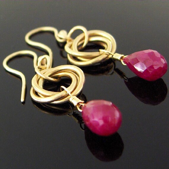 Ruby and 14K Gold Earrings