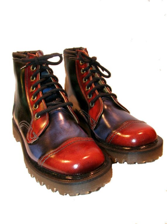 Vintage John Fluevog Tri Color Leather Boots with Dr. Marten