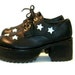 Vintage Mens Platform Shoes Black & White Star Leather Inlay Muro Club Kid Stacks size 8