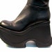 Vintage Platform Boots, Soft Black Leather Knee High Cyber Glam Platform Boots size 6