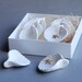 White Ceramic Shell Adornments, White Wedding Decor, Wedding Favors, Pottery Seashells, Set of 8, boxed