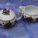 Sugar bowl and creamer demitasse with violets vintage