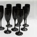 Holiday Champagne Flutes Black Amethyst Glass Vintage Black Purple Rare A tad Goth No longer on reserve!