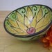 Serving Bowl Majolica Pottery Ceramic Earthenware Clay Yellow Lotus Flower Handmade