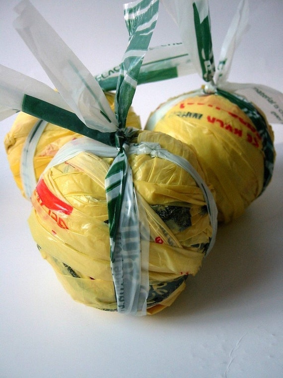 Yellow Plarn Ball Plastic Yarn Great for Crochet Projects
