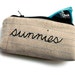 Zipper Pouch Eyeglass Case- Notebook Paper Fabric- Machine Stitched and Hand Embroidered- sunnies