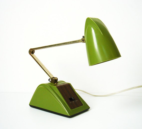 Vintage Folding Little Desk Lamp Avocado Green