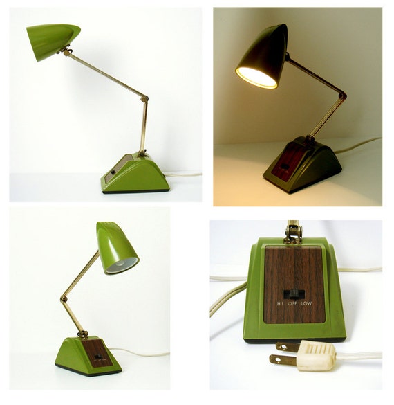 Vintage Folding Little Desk Lamp Avocado Green