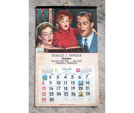 Items Similar To 1956 Calendar Faribault MN On Etsy