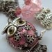 LAST ONE, Pink, Owl, necklace, pink owl, owl earrings, silver and pink, Woodland, by NewellsJewels on etsy