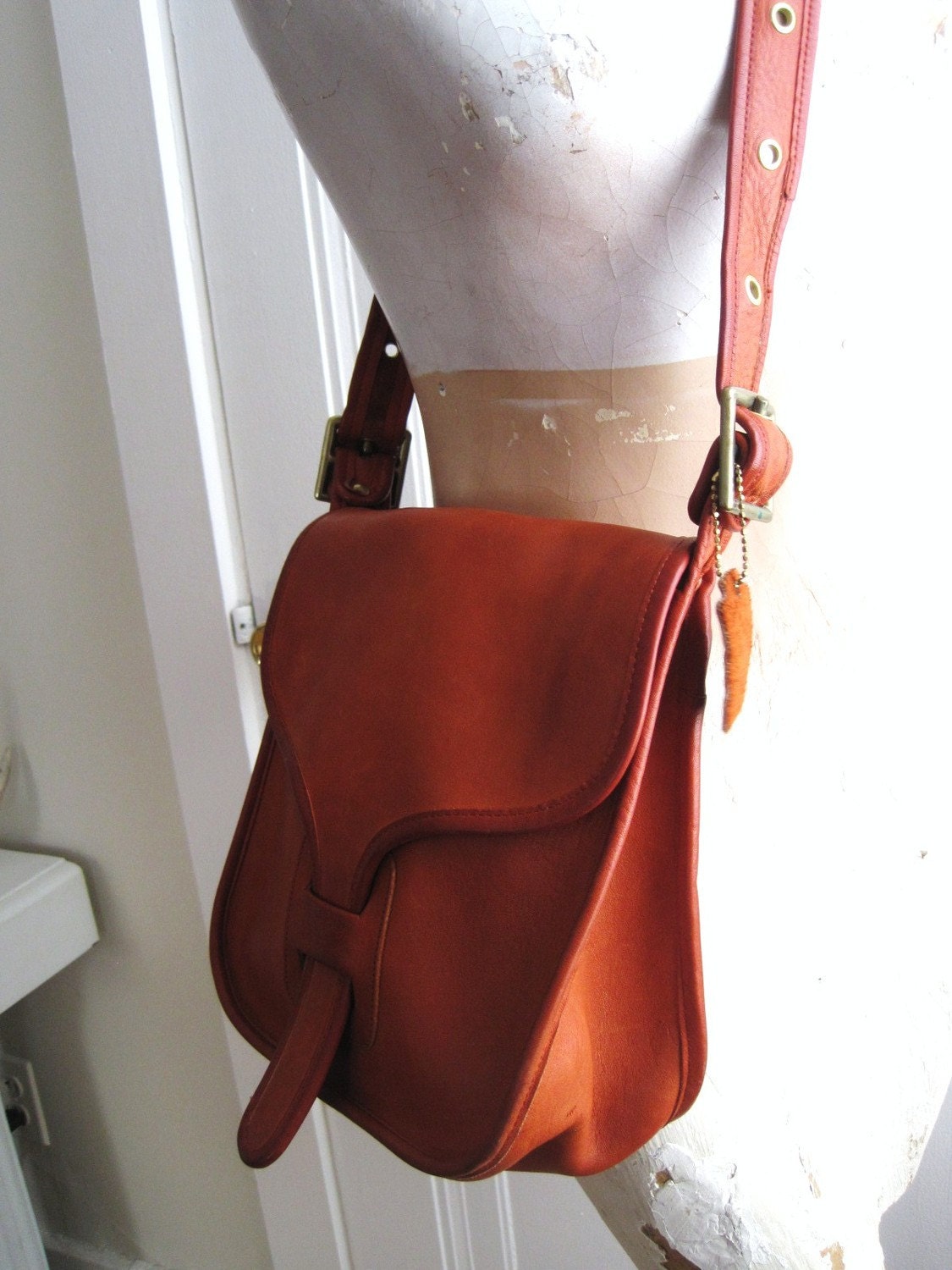 orange leather coach purse