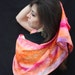 Hand Painted scarf Wearable Art in tangerine, fuchsia