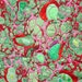 affordable art quilt Reduced in red green and pink