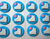 Fondant Cupcake Toppers - Edible Ice Skate Toppers - Winter Holiday Cupcake Decorations Il_170x135