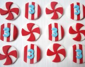 Fondant Cupcake Toppers - Winter Candyland Toppers - Christmas Holiday Edible Toppers Il_170x135