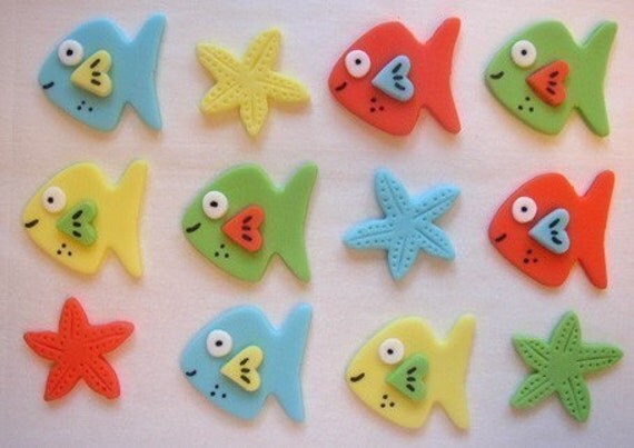 Fondant Cupcake Toppers - Tropical Fish - Edible Fish Toppers Il_570xn