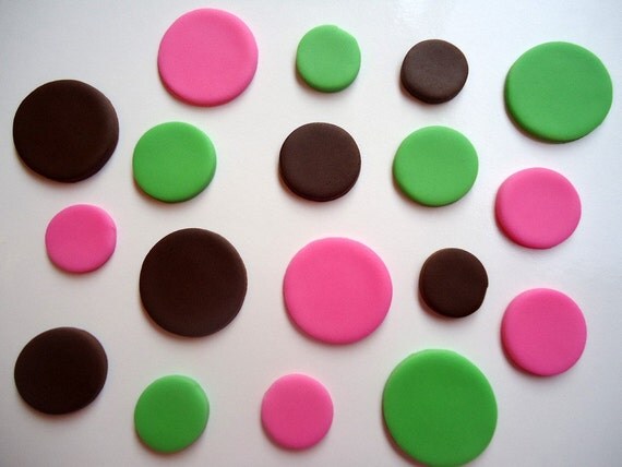Fondant Cupcake Toppers - Polka Dots - Choose Your Colors Il_570xn